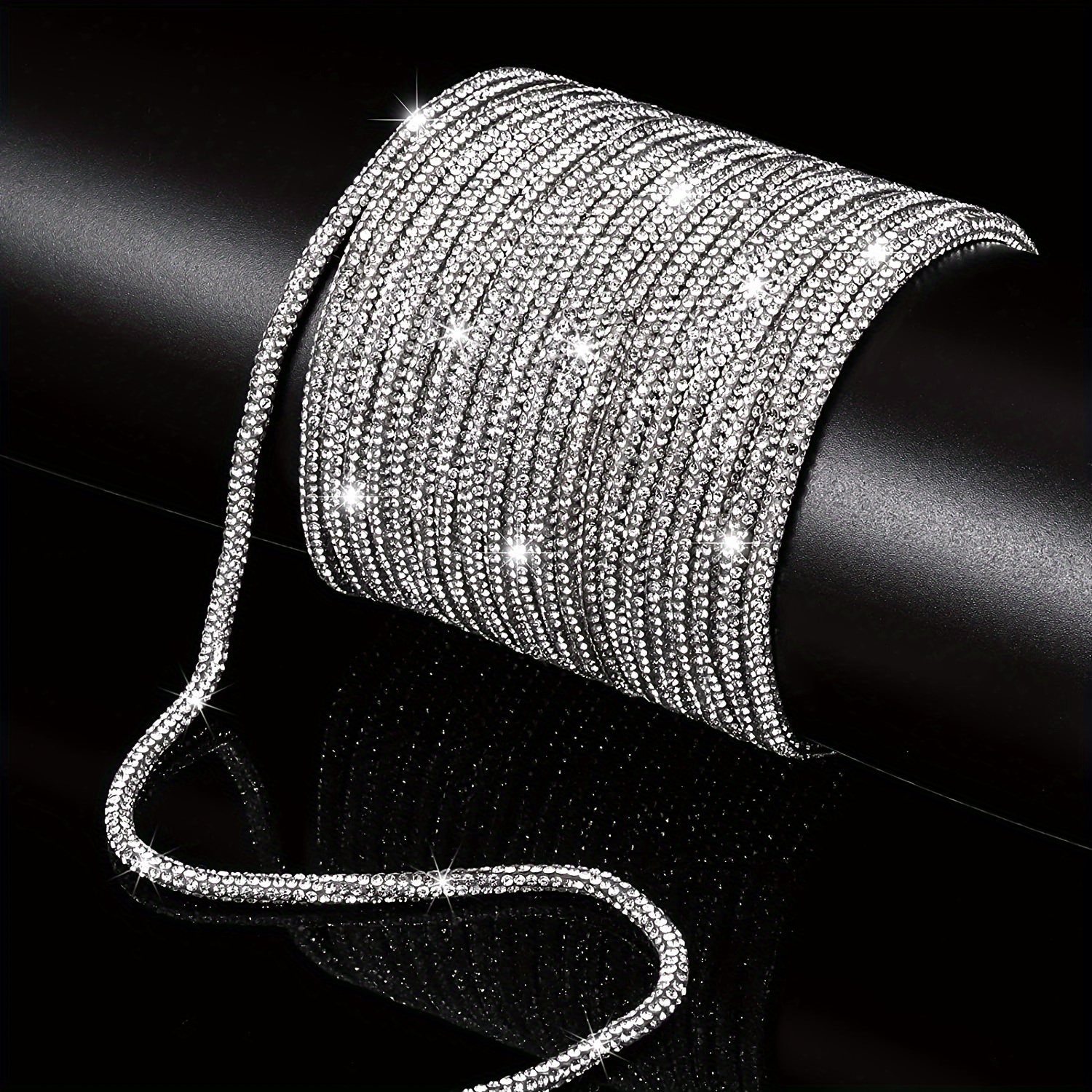Image of 108in/3-yard Rhinestone Cord, Suitable For Diy Apparel, Shoes, Hats, Bags, And Craft Decorations