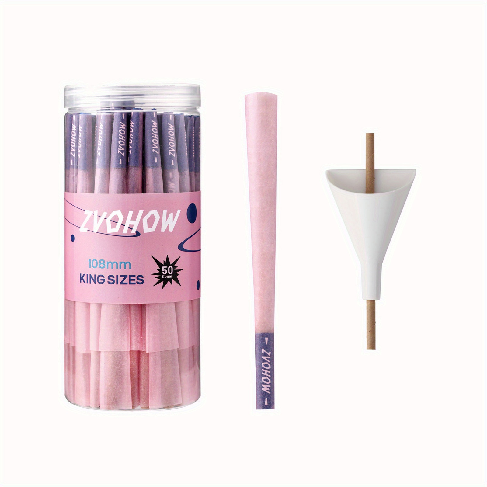 50pcs box pink pre rolled cone smoking rolled 108mm king size rolling paper with tips loader stick details 0