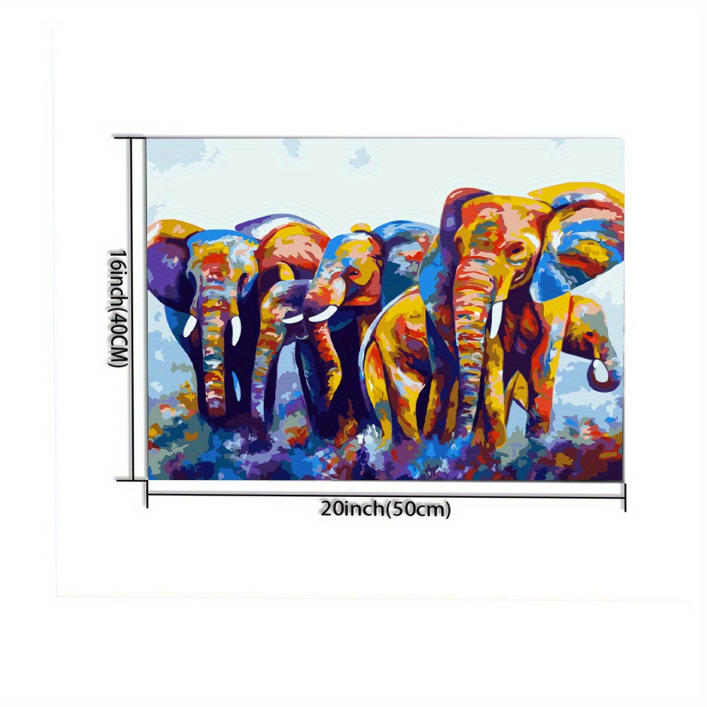 Diy Oil Painting Numbers Animal Elephants Oil Painting Decor Temu