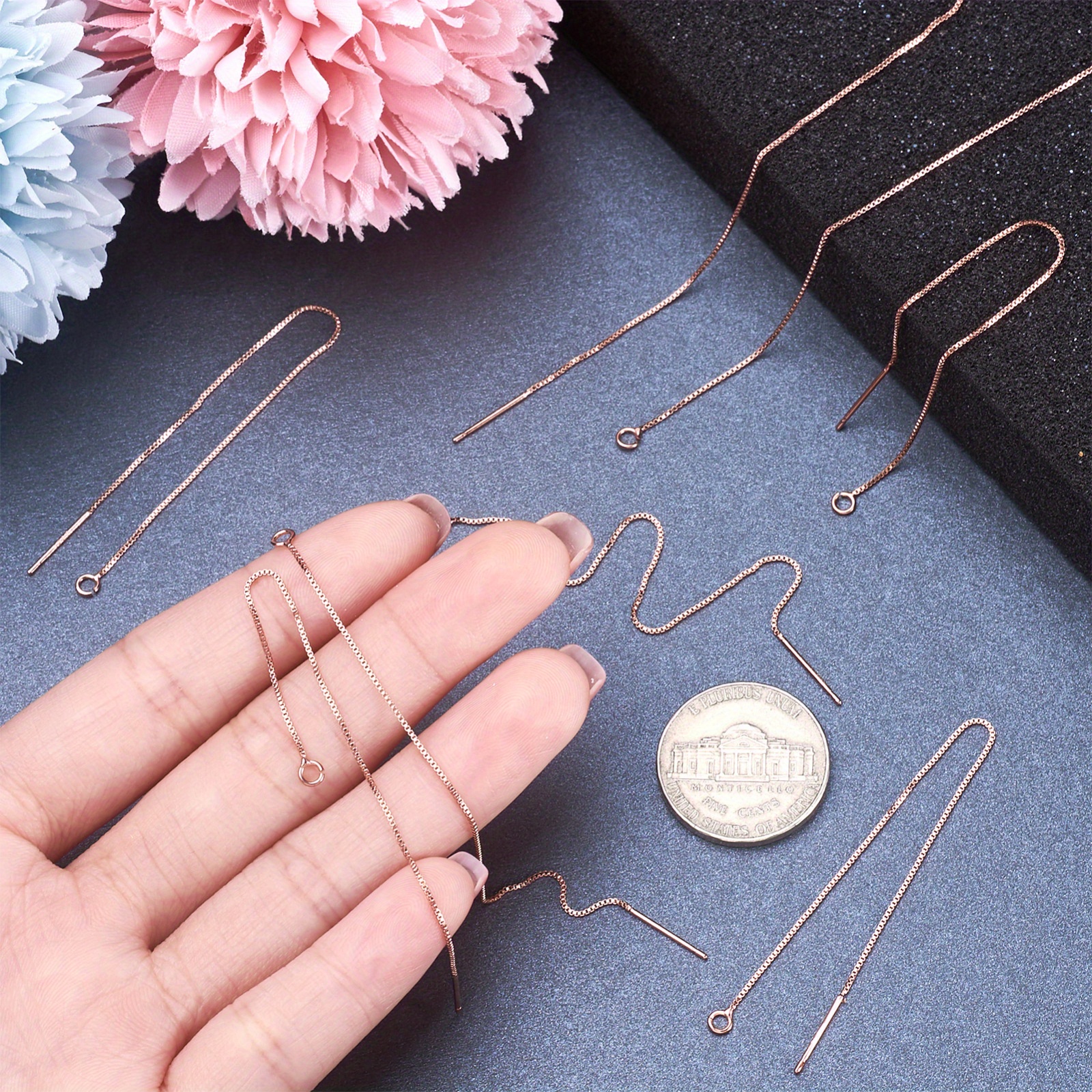 10 Pair Brass Stud Earring Findings With Loop Ear Threads Rack Plating Long  Lasting Plated Lead Free Nickel Free Real Rose Gold Plated 10x0 06cm Hole  2mm Pin 0 7mm - Arts