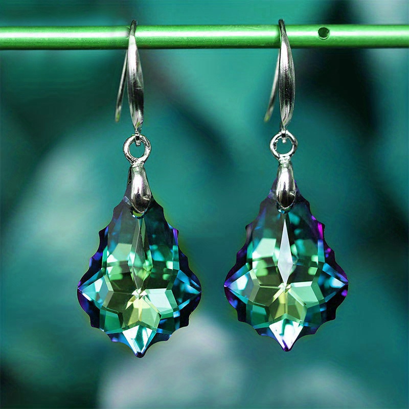 Temperament Crystal Maple Leaf Pendant Hook Earrings