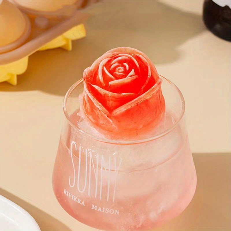 Silicone 4 hole Rose Flower Ice Tray Mold Ice Ball Ice Cube - Temu