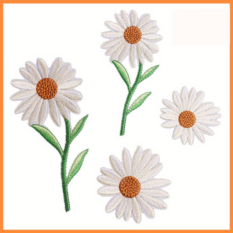 10PCS Embroidery Daisy Sunflower Flowers Sew Iron On Patch Badges Daisy Bag  Hat Jeans Clothes Applique DIY Crafts