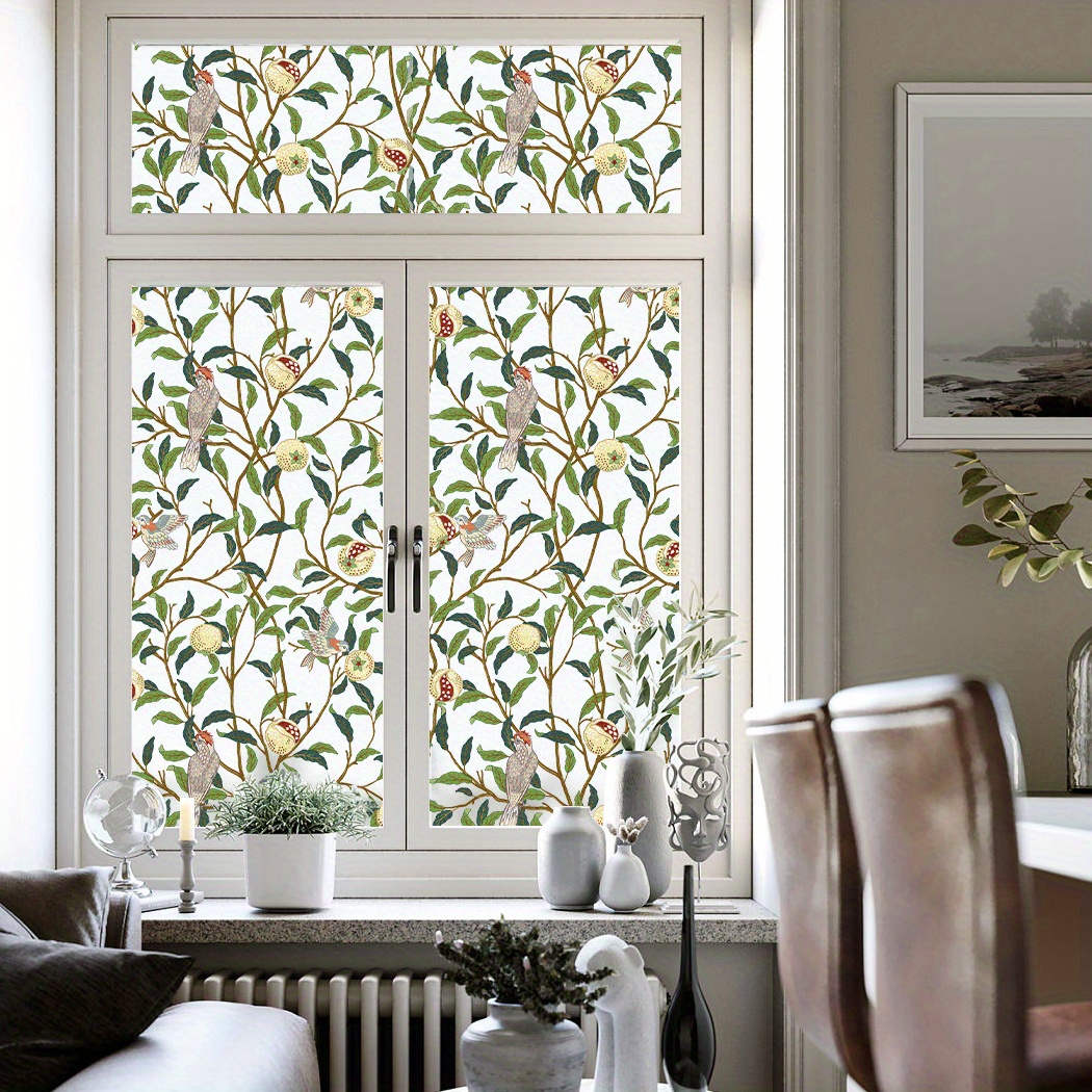 Vintage Birds In Leaves Privacy Window Film Uv Protection - Temu