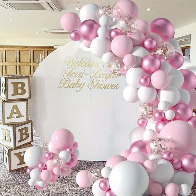 134pcs cromo oro rosa rosa pastel bebé rosa globos guirnalda arco kit 4D globo  rosa para cumpleaños boda baby shower fiesta decoración -  España