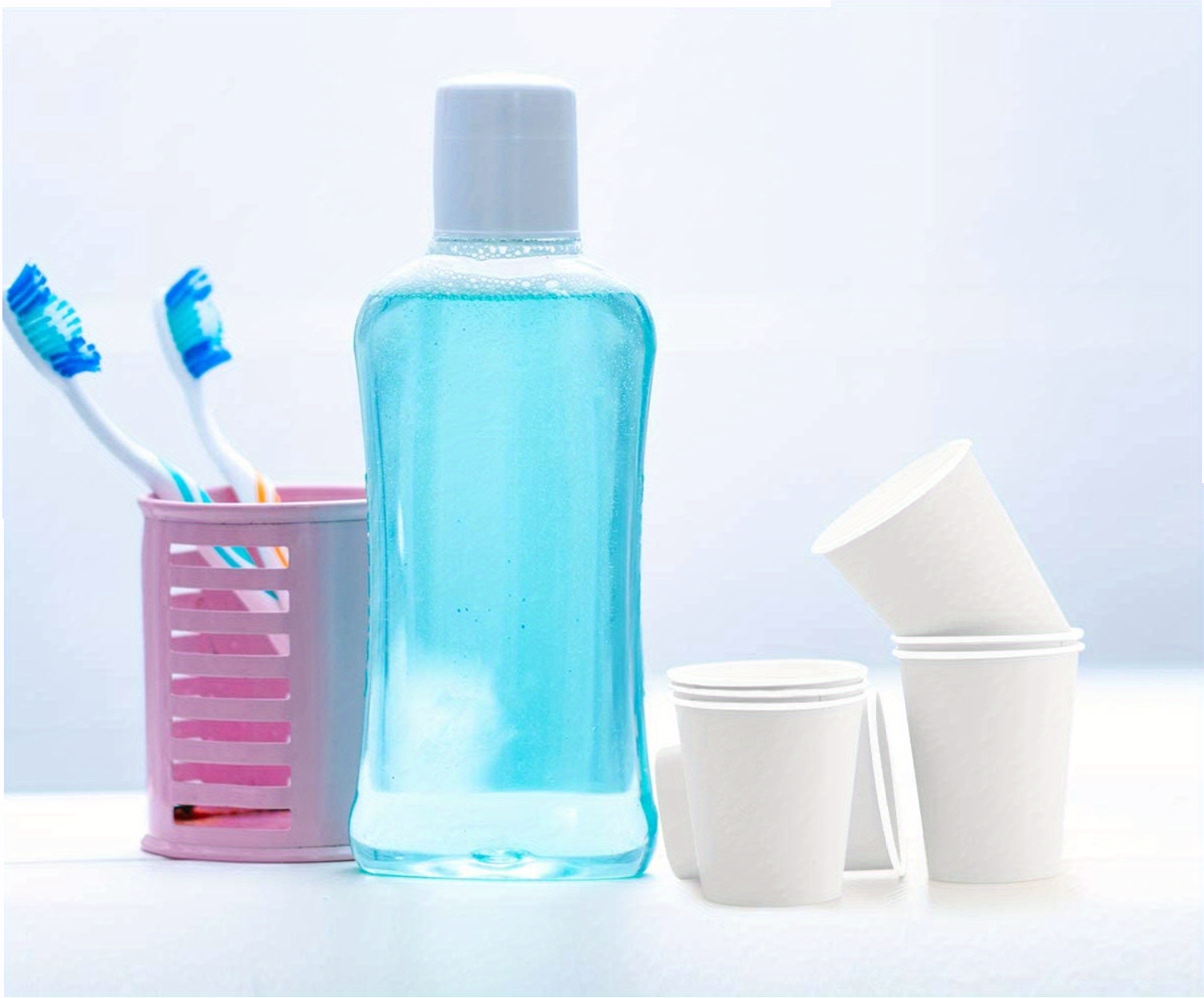Vaso de baño de 10.5 onzas reutilizable irrompible para cepillo de dientes  de 10.1 fl oz, vasos de plástico para enjuague bucal fácil de limpiar
