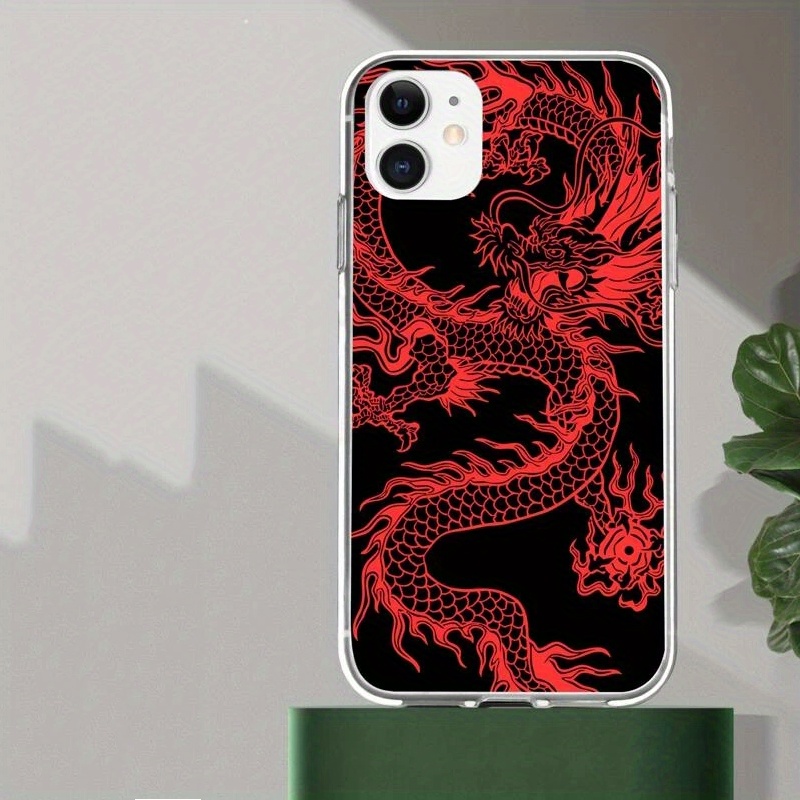 red dragon patterned transparent silicone phone case perfect gift for birthdays easter boys girlfriends details 0