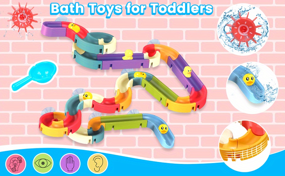 Slide Bath Toys Tracks Bathtub Toys with Suction Spinner DIY Bath Track  Toys for Kids Ages 4-6 Toy Gifts for Toddlers 3 4 5 Years Old Boys Girls