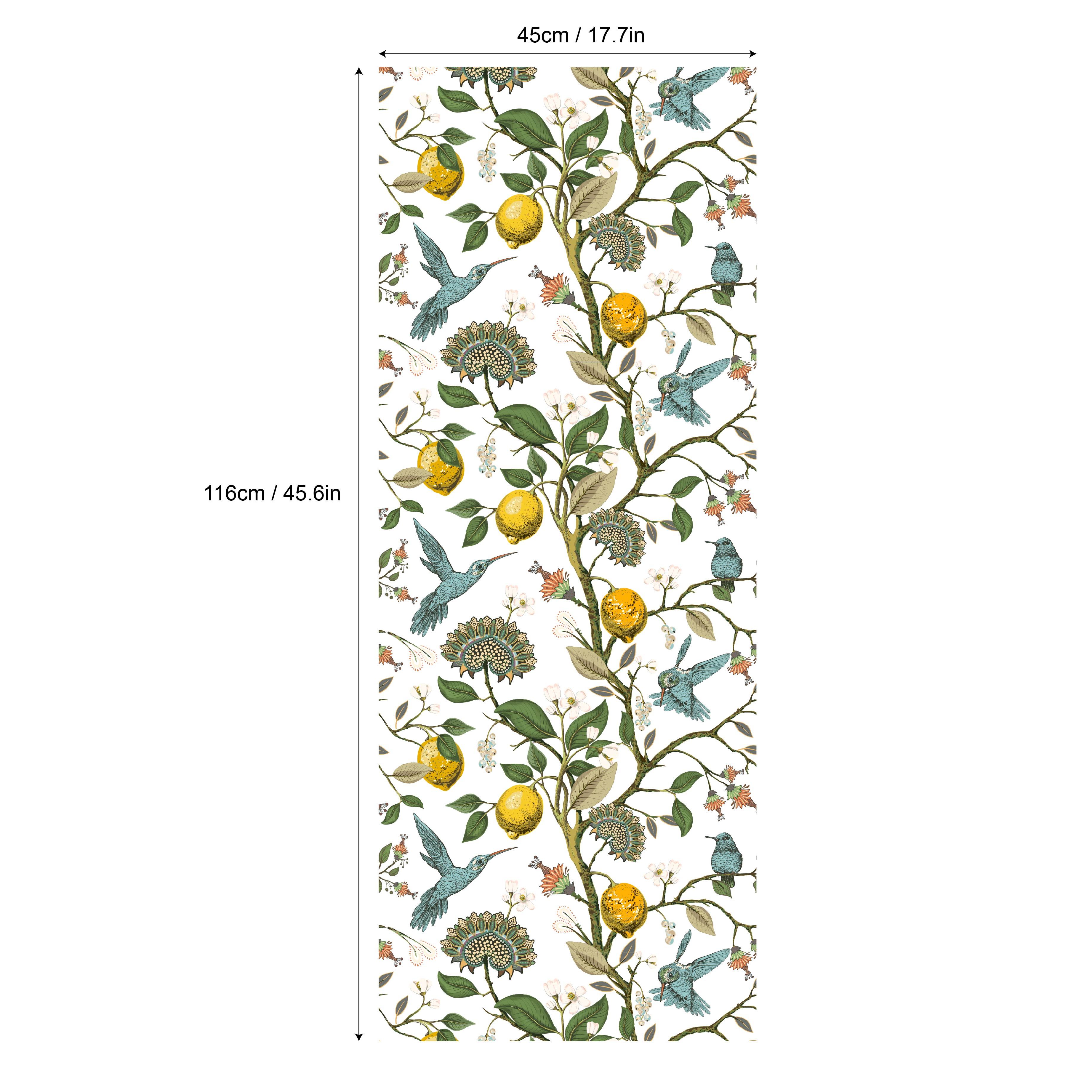 TEMU 1pc Blue Bird Lemon Tree Privacy Window Film - 17.7x45.6 Inches - Anti-uv, Frosted, And Static-free - Perfect For Glass Shading And Privacy