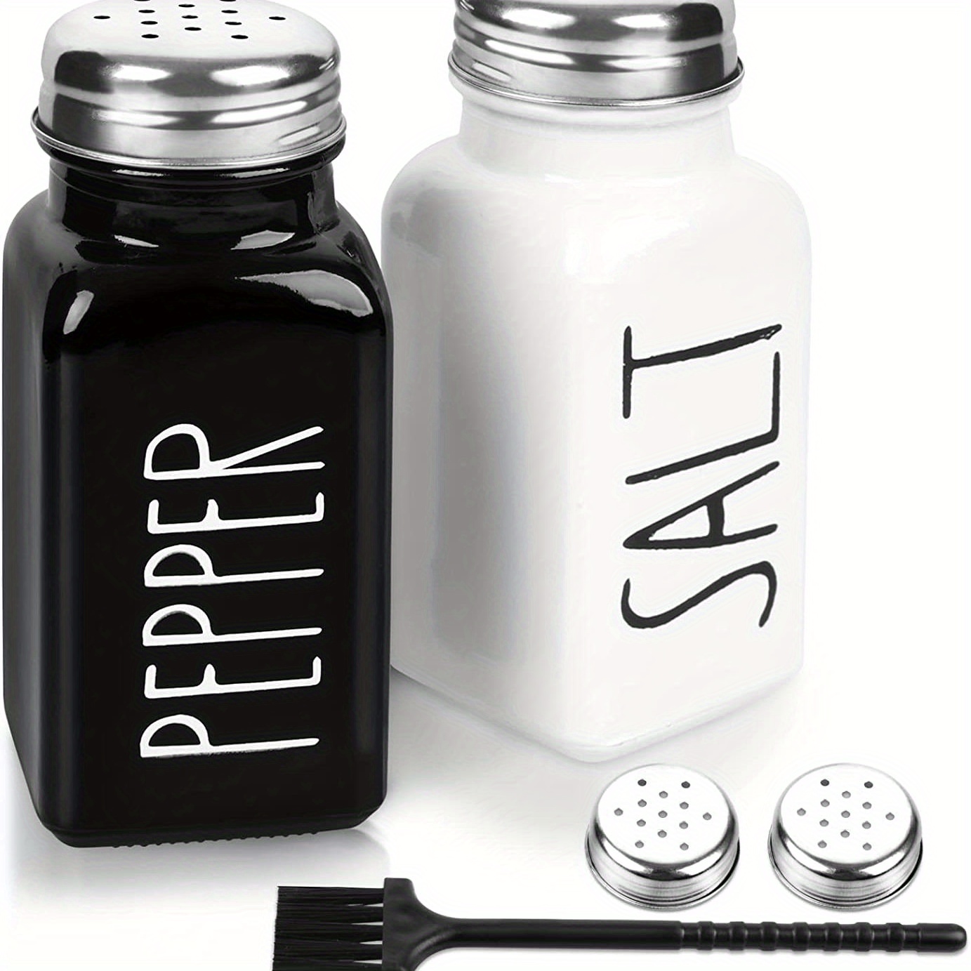 Black And White Salt And Pepper Salt Shaker Set - Temu