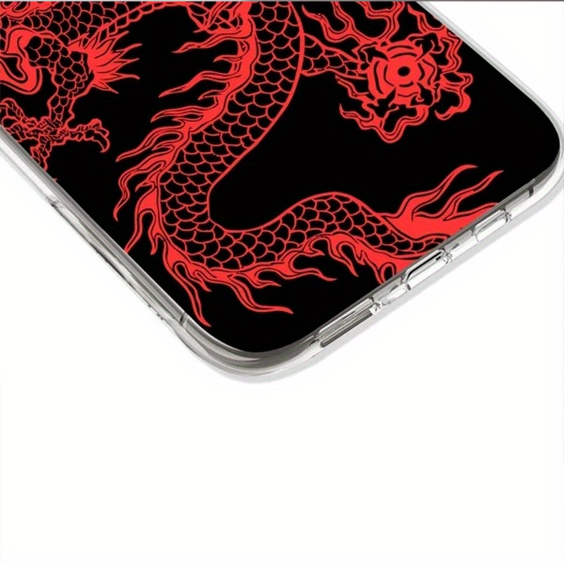 red dragon patterned transparent silicone phone case perfect gift for birthdays easter boys girlfriends details 2