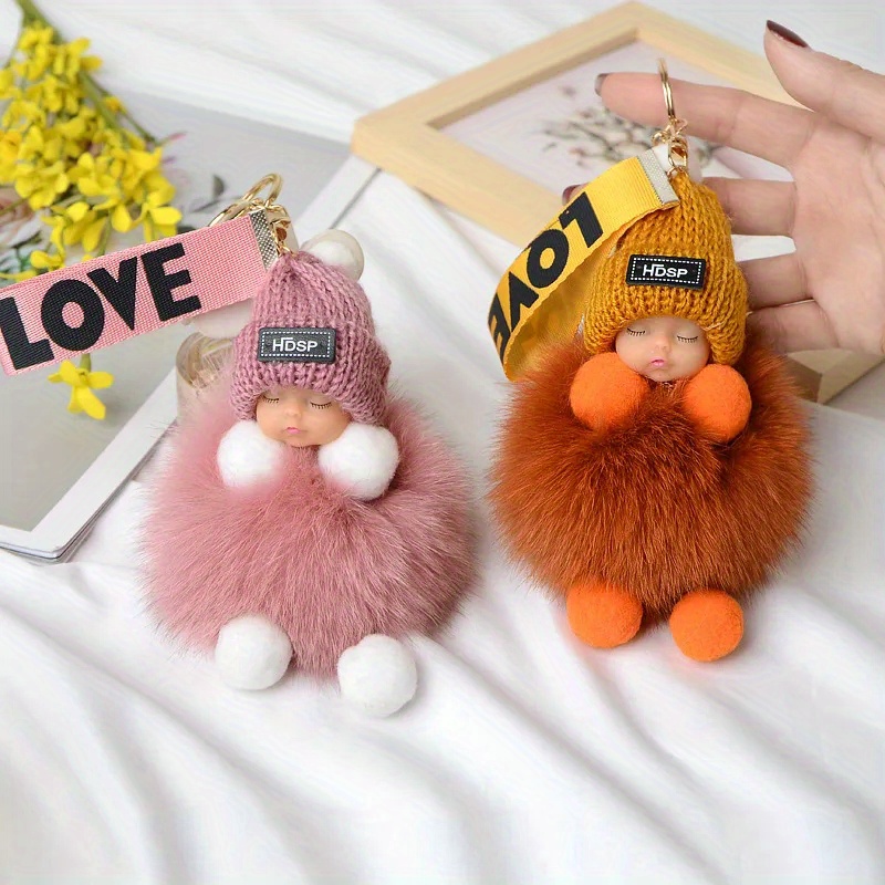 Cute Simulation Fox Fur Ball Pendant Sleep Doll Bag Pendant Men's