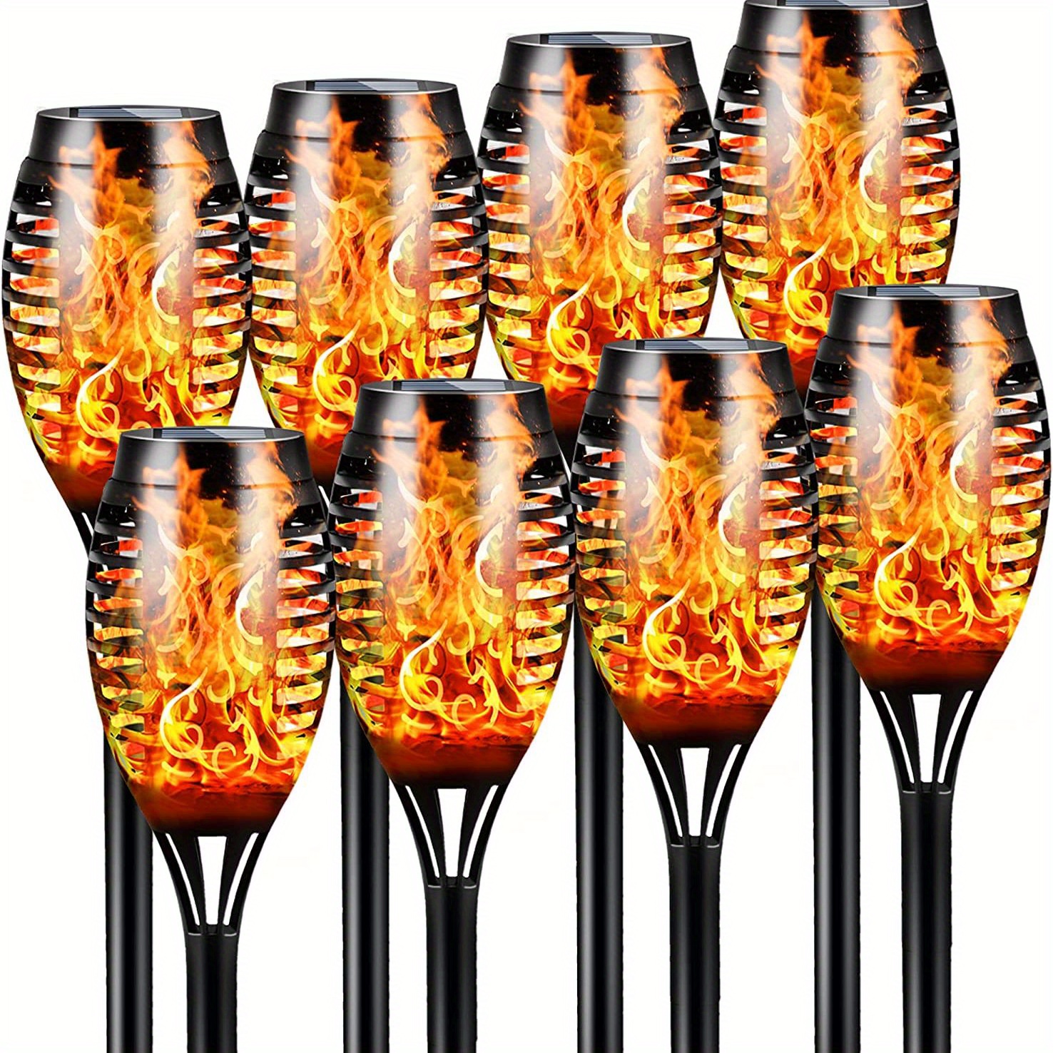 4pcs 6pcs Solar Outdoor Lights Solar Tiki Torches With Flickering Flame ...