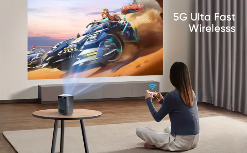 smart projector built in netflix projector with wifi and bt 120ansi lumens 6000lumes mini projector for outdoor movies screen miracast full hd 1080p projector max 120 display tripod included details 2