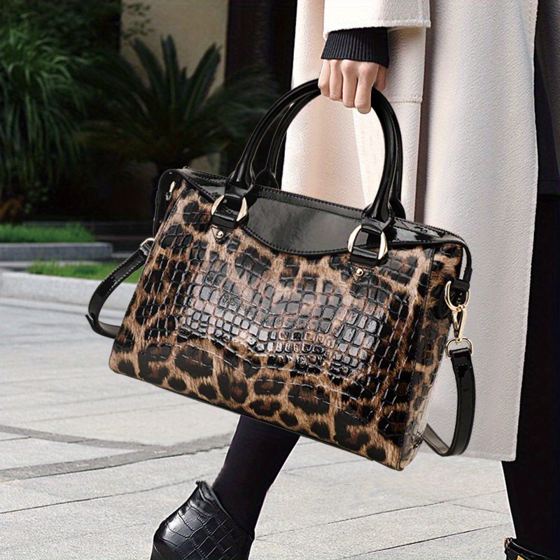 Animal Print Tote Bag - Leopard Print Top Handle Tote Bag