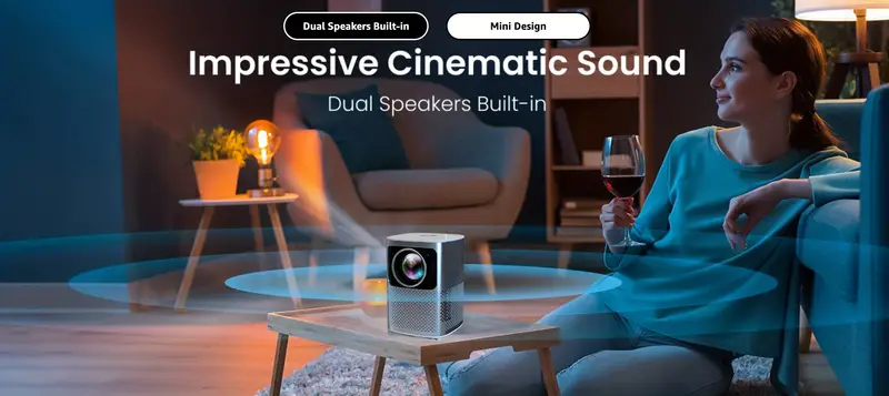 smart projector built in netflix projector with wifi and bt 120ansi lumens 6000lumes mini projector for outdoor movies screen miracast full hd 1080p projector max 120 display tripod included details 4
