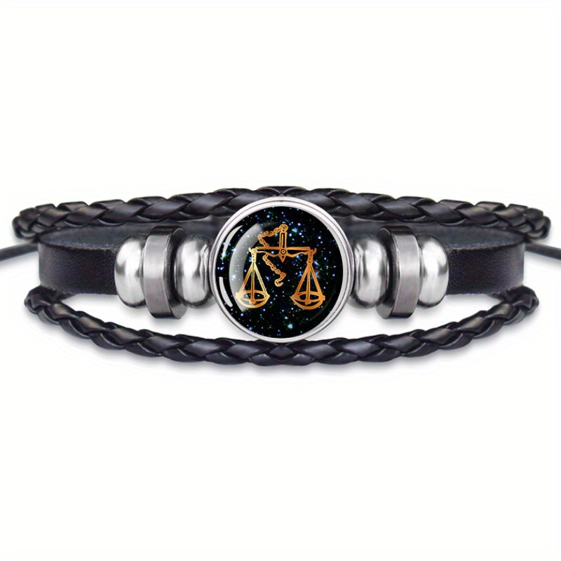 Dome and Chain Leather Bracelet