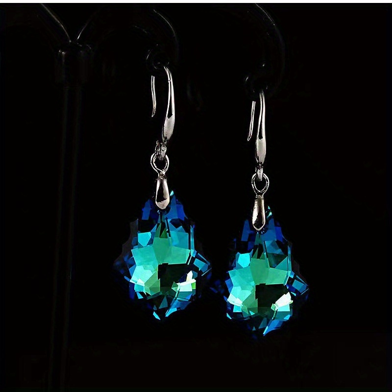 Temperament Crystal Maple Leaf Pendant Hook Earrings