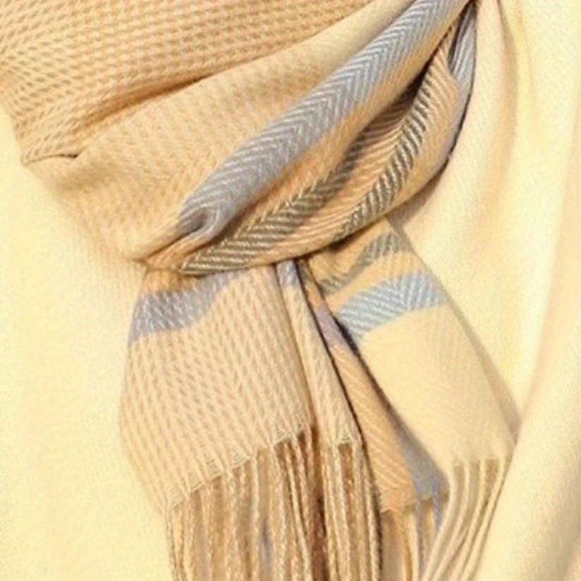 Cashmere Warm Scarf Plaid Print Tassel Shawl Windproof Head Wrap Scarves