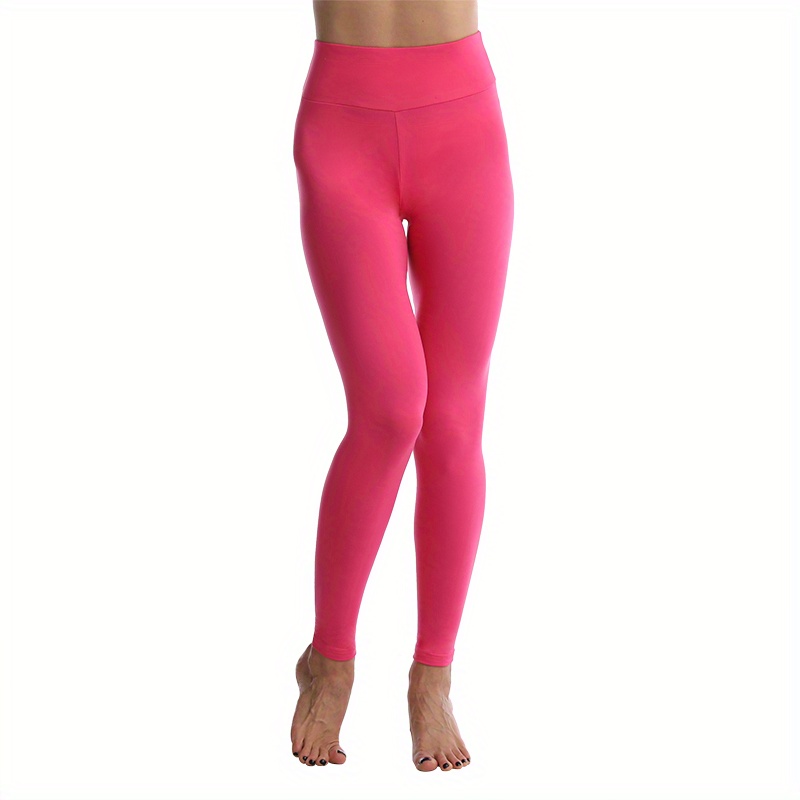  Yuiboo Hot Pink Solid Color Pure Plain Yoga Leggings