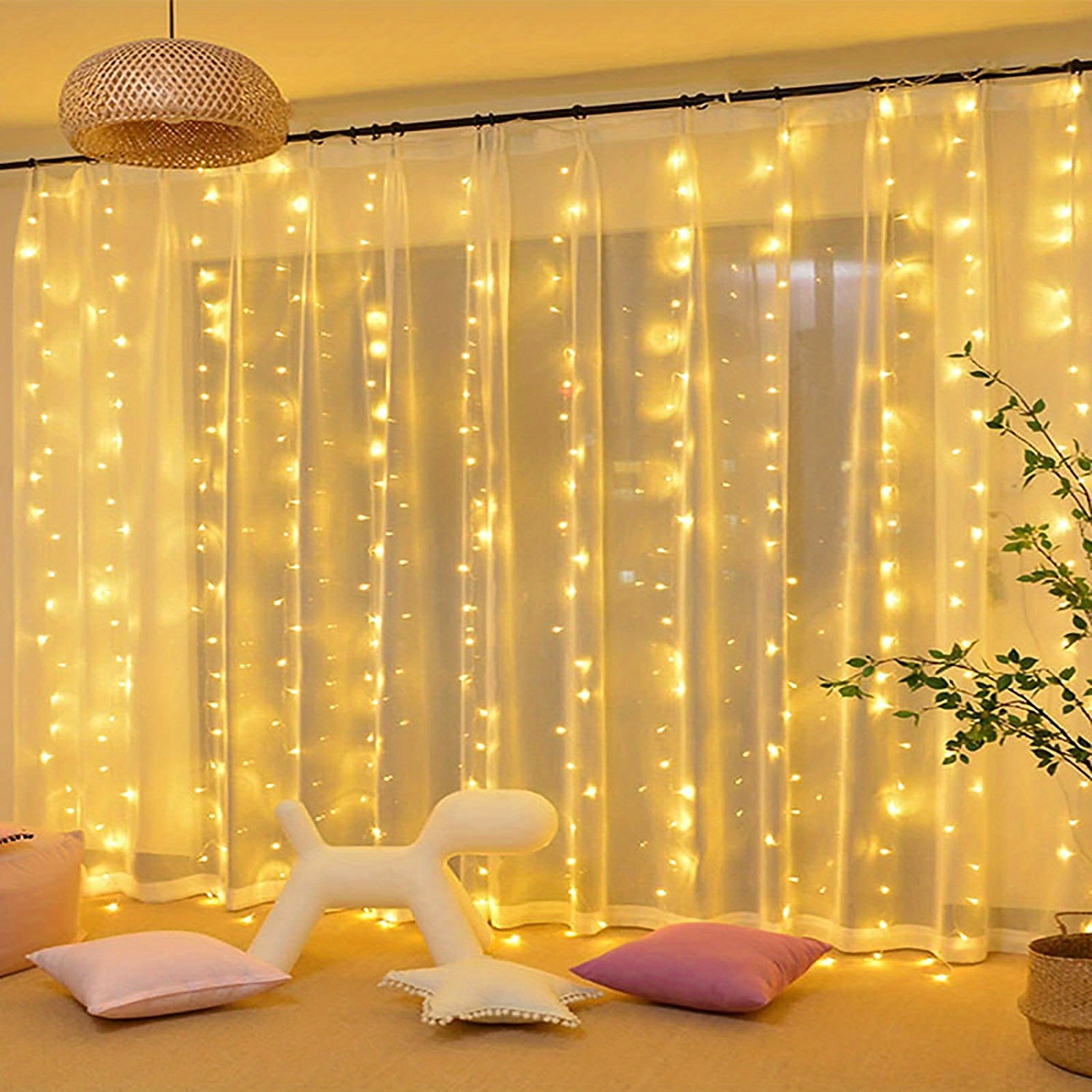 Copper Wire Light Curtain Remote Controlled String Lights Temu