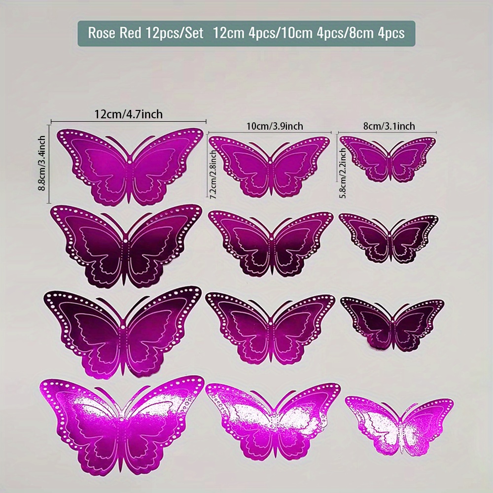 Wrapables 3D Double Wings Butterfly Wall Decor Stickers for