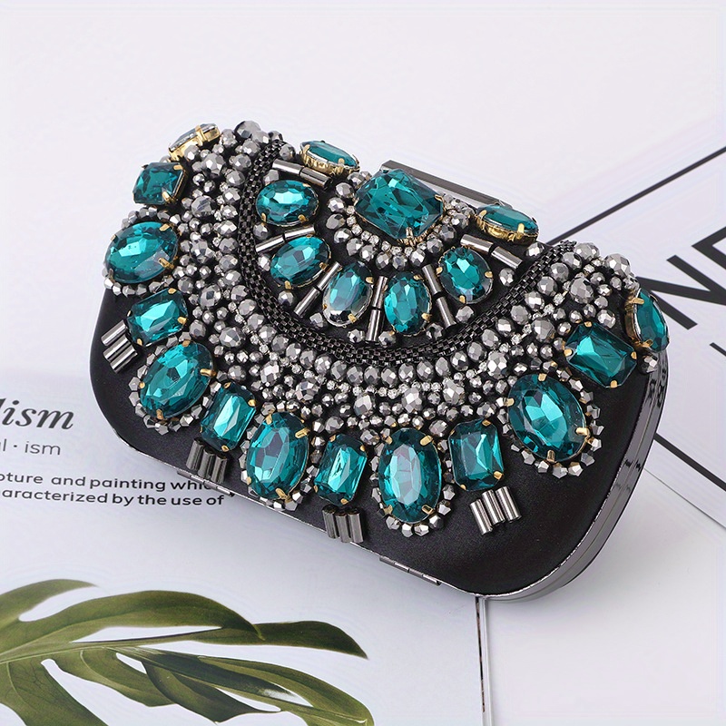 Rhinestone and Gemstone Box Bag/ Clutch Bag/ Evening Bag/ 