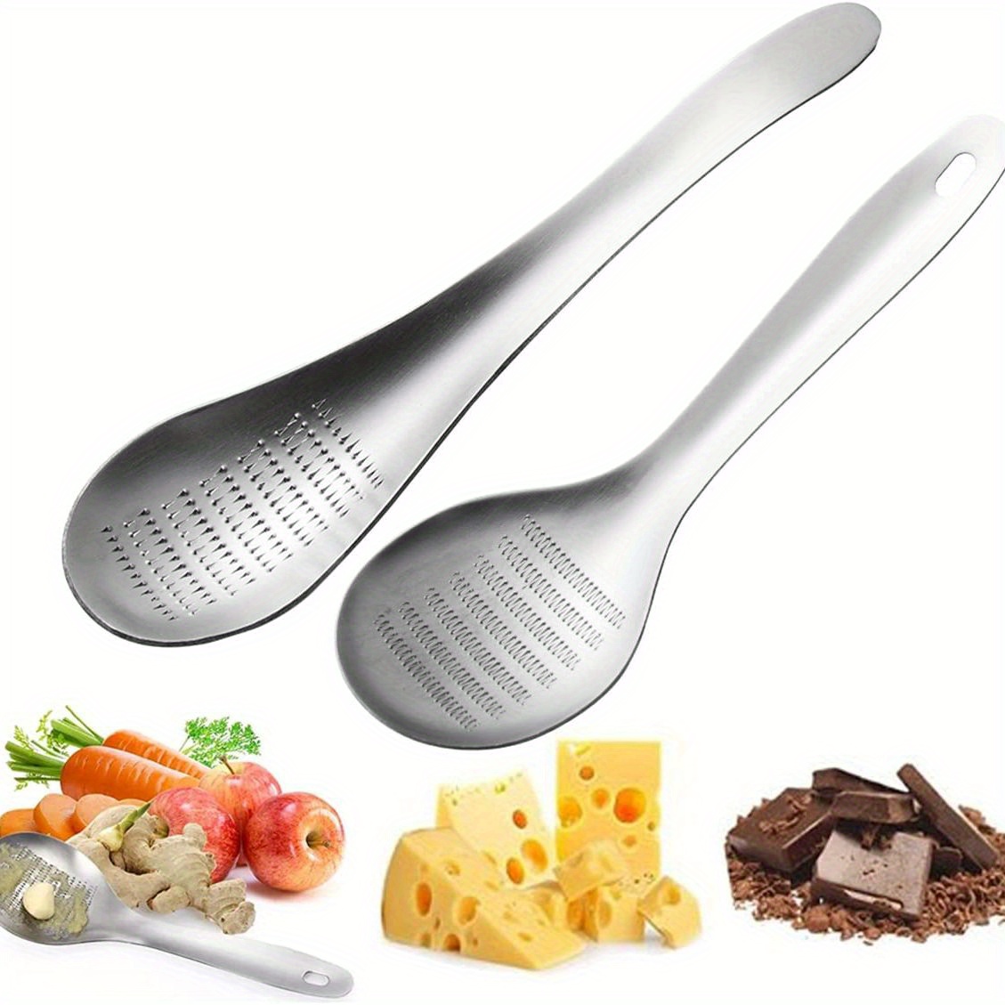 Grater Spoon, Grating Spoon, Stainless Steel Ginger Grater, Ginger Tea Spoon,  Garlic Grater, Garlic Grater Shred Tool, Grinder Zester Spoon For Garlic  Ginger Fruits Root Vegetables, Kitchen Tools, Back To School Supplies 