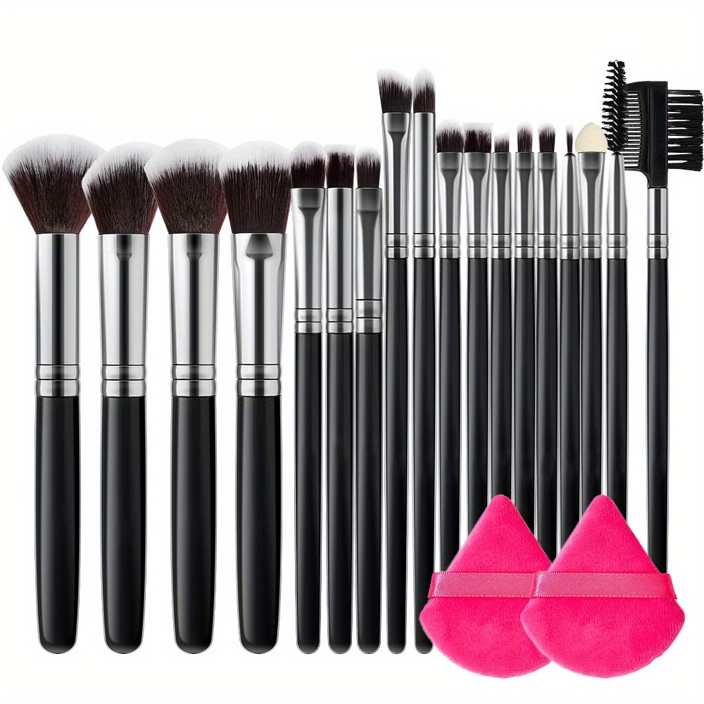 Complete Function Makeup Brush Kit With Triangle Powder Puff - Temu