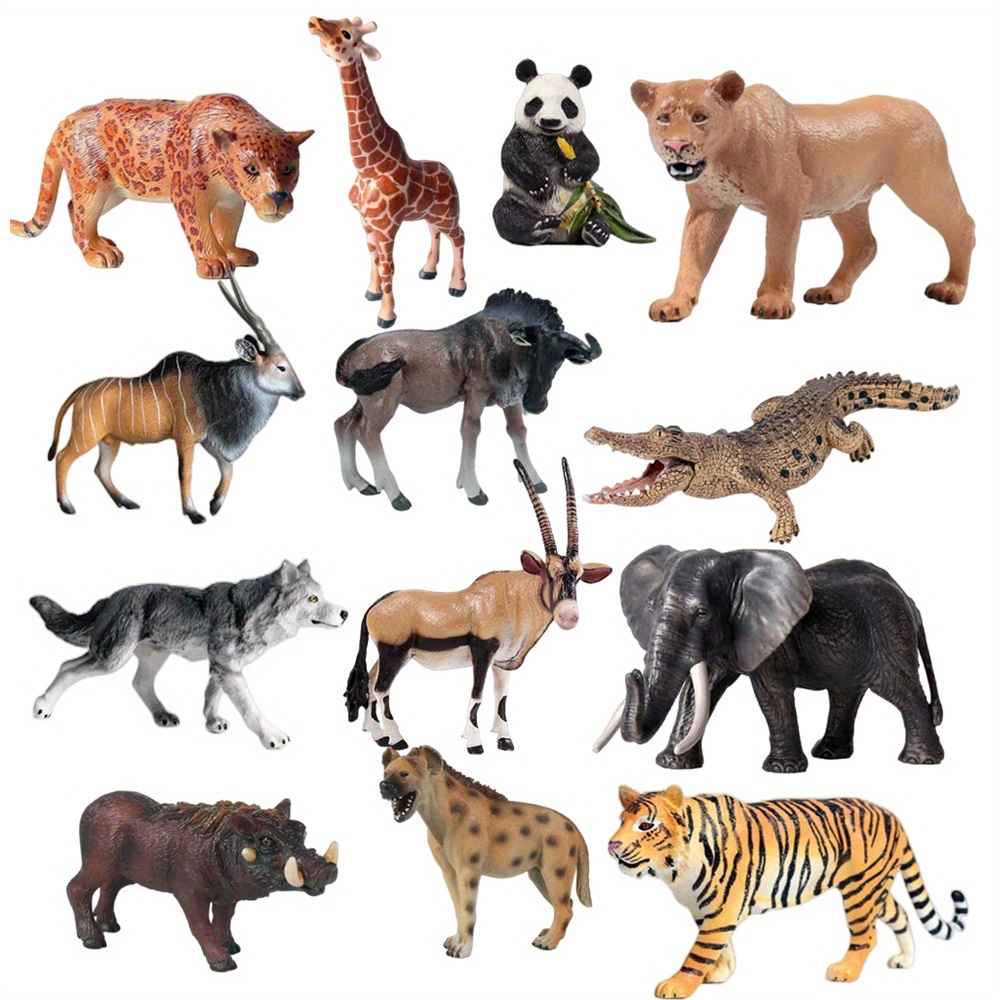 Jouets pour Animaux, Figurines d'Animaux de la Jungle Safari HHHC,  Figurines Réalistes d'Anime de Zoo pour les Tout-Petits, Jouets de Faveur  de Paquet Cadeau, 12 Pièces Comprend Girafe, Éléphant, Gorille, Lion et