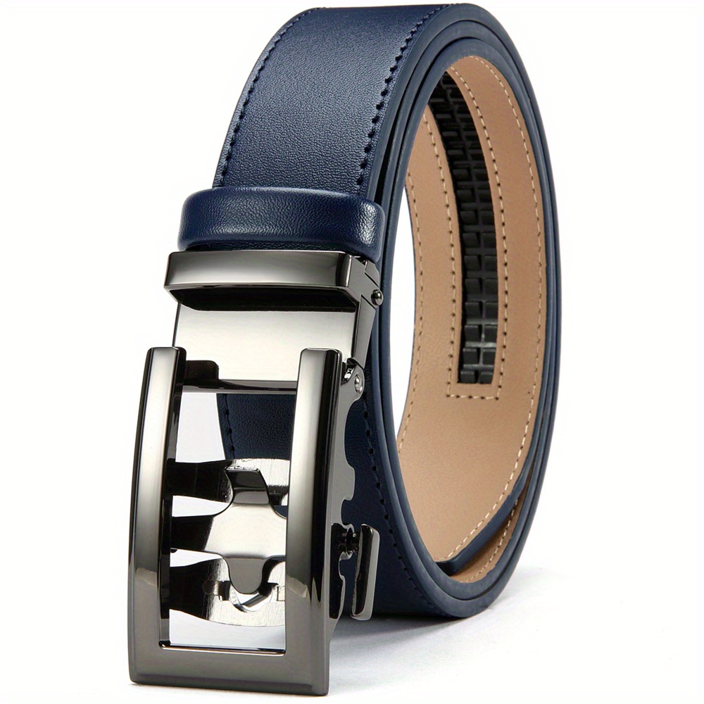 Mens Leather Adjustable Belts Slide Trim Ratchet With Automatic Elegant  Metal Buckles For Casual Pants Trim To Fit With Gift Box, Shop Now For  Limited-time Deals