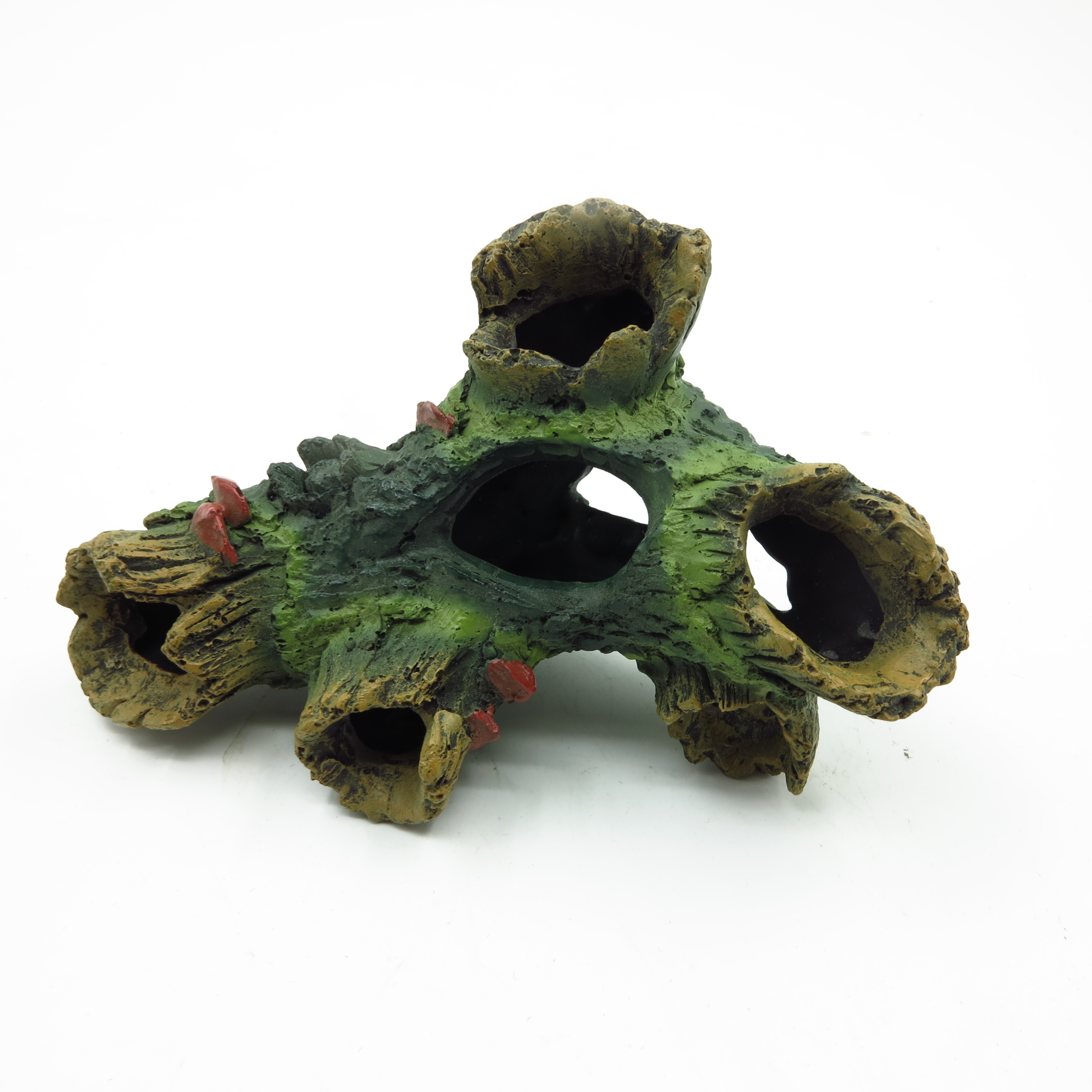 E-shop Aquarium-Dekoration Kunstbaumstamm, Harz-Driftwood mit Löchern und Versteckmöglichkeiten für Fische, kleine Harzdékorationsholzscheiben