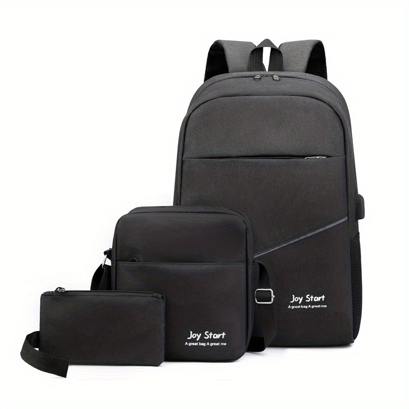 3Pcs Laptop Backpack Set School Bag Crossbody Bag & Coin Purse