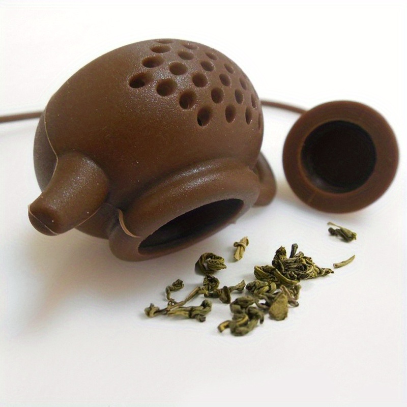 1pc creative teapot shaped silicone tea infuser tea strainer with handle seasoning tea   diffuser kitchen gadget tea set details 4