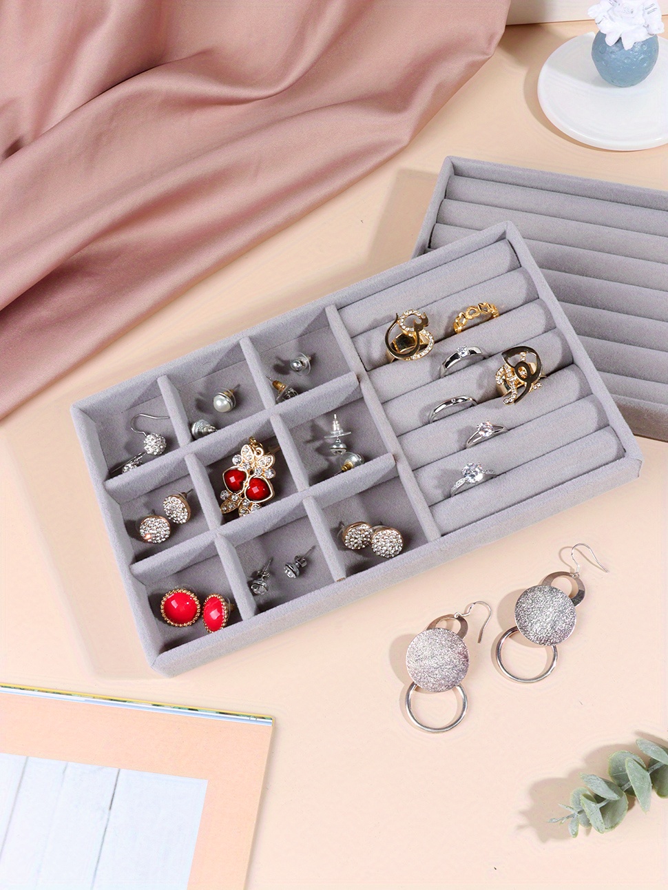 Velvet Jewelry Organizer Tray Ring Bracelet Gift Box Jewelry - Temu