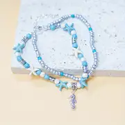 Beaded Charm Anklet Chain Starfish & Turtle Shaped With Colorful Rice ...