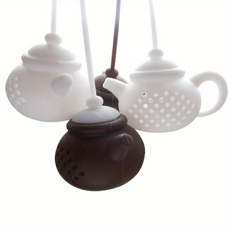 1pc creative teapot shaped silicone tea infuser tea strainer with handle seasoning tea   diffuser kitchen gadget tea set details 3