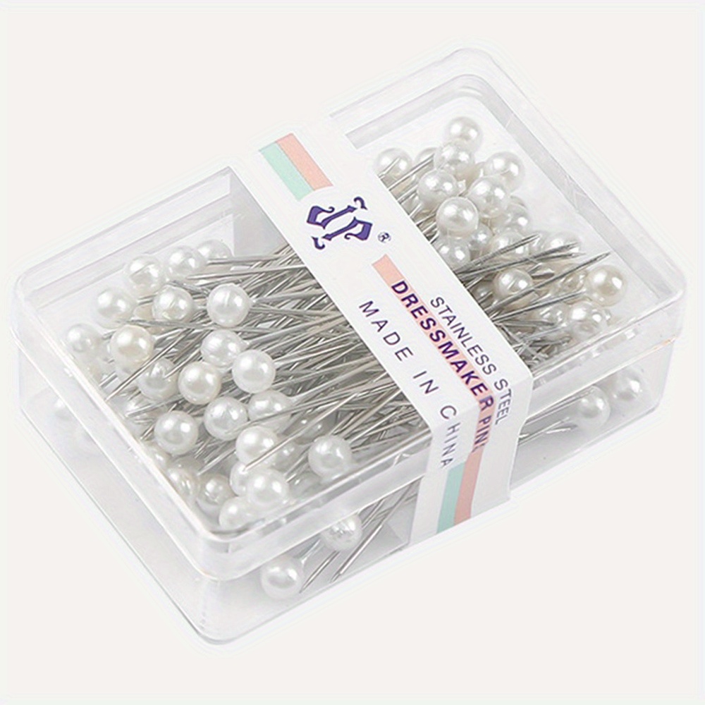 1Box 50/100Pcs Alloy Pins Transparent Diamond Pin DIY Wedding Bouquet Pins  Stitching Needles Plastic Box Sewing Accessories