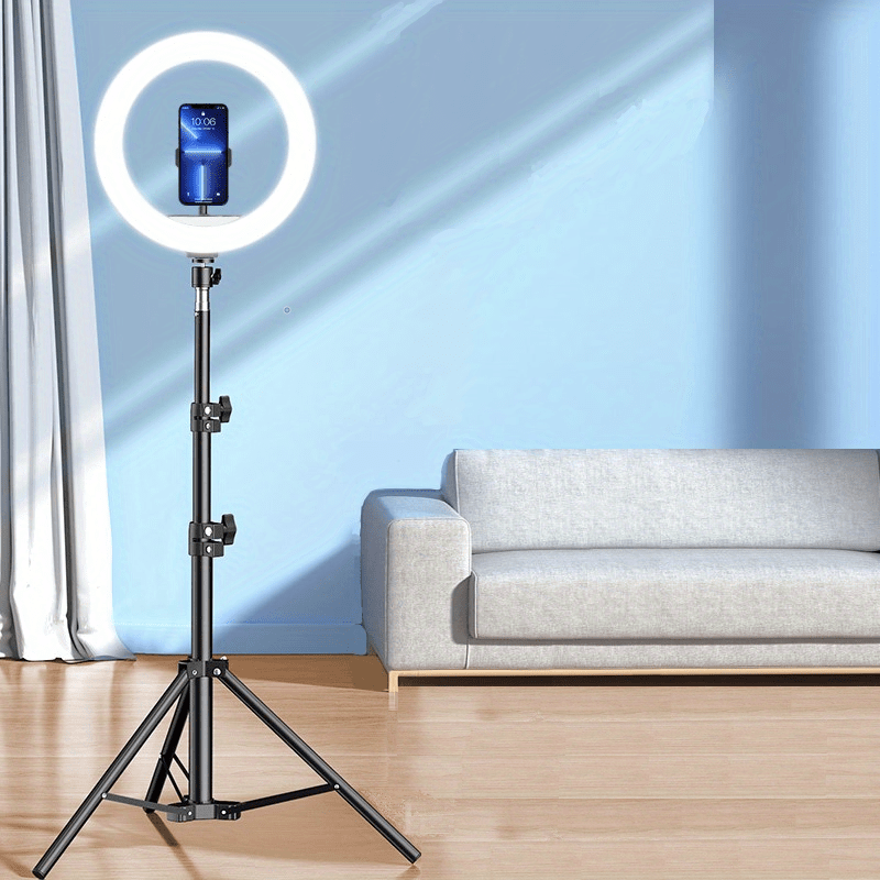 Led Circle Light With Flexible Tripod Stand Phone Holder - Temu