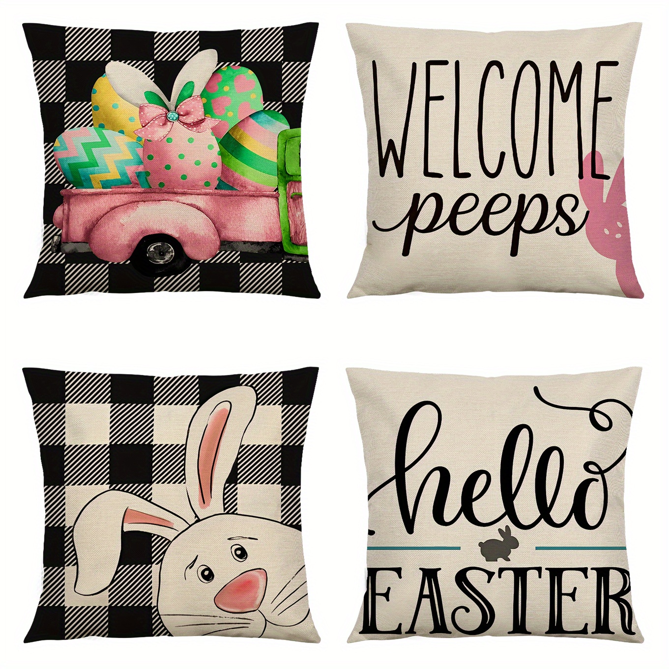 Cute Easter Bunny Linen Throw Pillow Cover - Perfect For Home Sofa Decor  And Easter Party - - Includes Pillow Insert - Temu