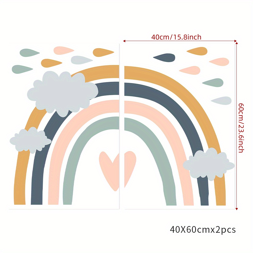 Rainbow Kids Room Wall Stickers, Self-Adhesive PVC Decoration