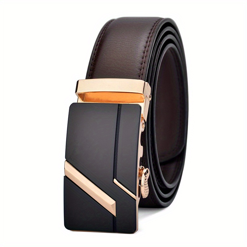 Hi-Tie Mens Leather Belt All Colors With Gold Black Buckles Ratchet  Automatic Se