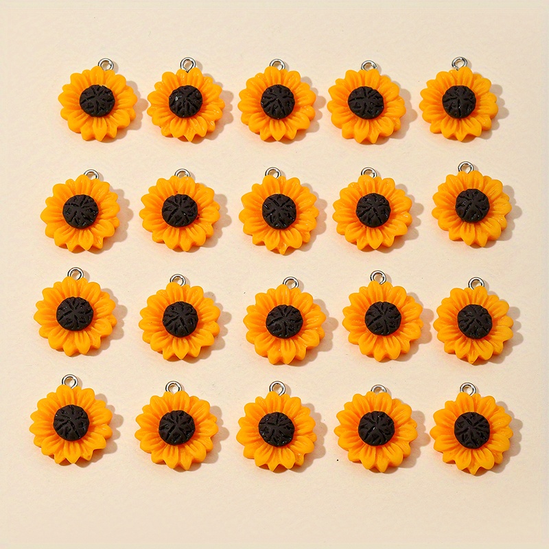 TEMU 20 Unidades, Broches De Girasol De Resina Hecho A Mano, Para Elaboración De Joyas Como Collares, Pulseras