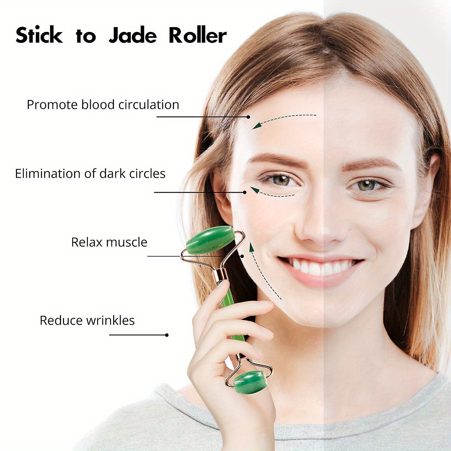 Jade Roller And Gua Sha Board Kit Facial Massage Natural - Temu