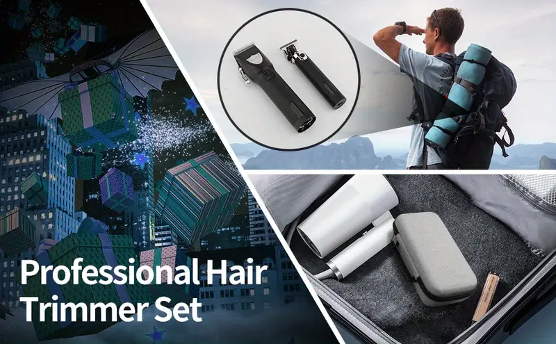 professional hair trimmer set hair clippers cordless hair trimmer electric barber clippers zero gapped trimmer professional beard trimmer rechargeable hair cutting kit details 4