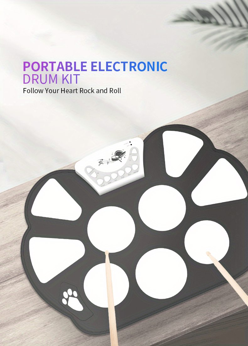 Portable Silicone 9 Pad Stereo Horn Electric Hand Roll Drum - Temu