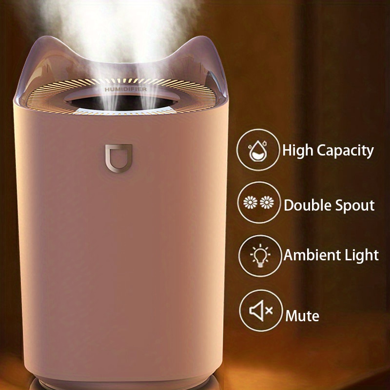 double nozzle cool mist humidifier with essential oil aroma diffuser lasts up to 48h night light function three spray modes auto shut off perfect for bedroom babies room office home details 3
