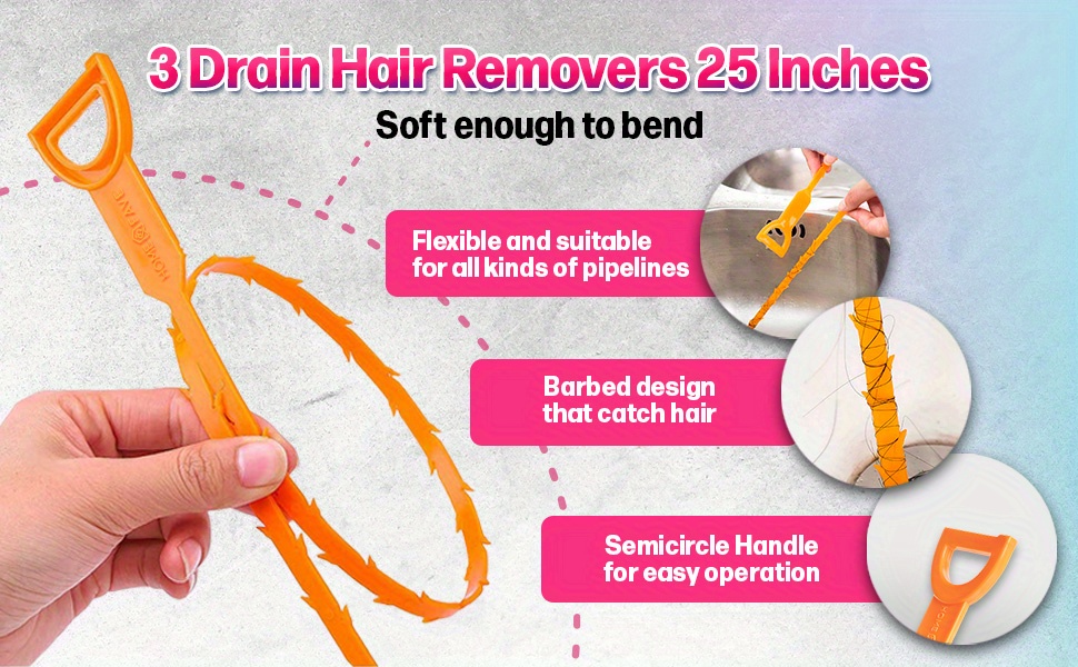 3 Drain Hair Catcher Drain Snake Shower Drain Hair Trap Hair Drain Clog  Remover