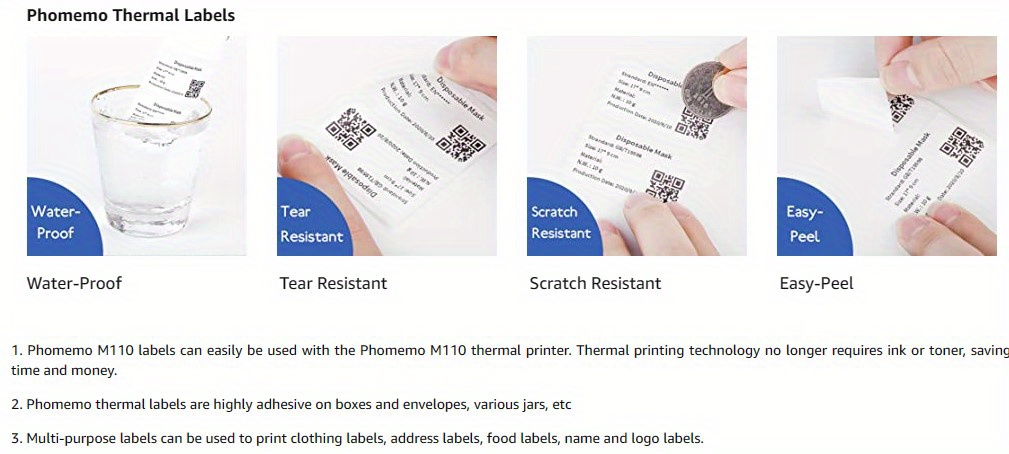 Rouleau de papier thermique pour imprimante Phomemo M110/M200, étiquette  adhésive en forme de F, 30x25 + 45mm, 100 pièces - AliExpress