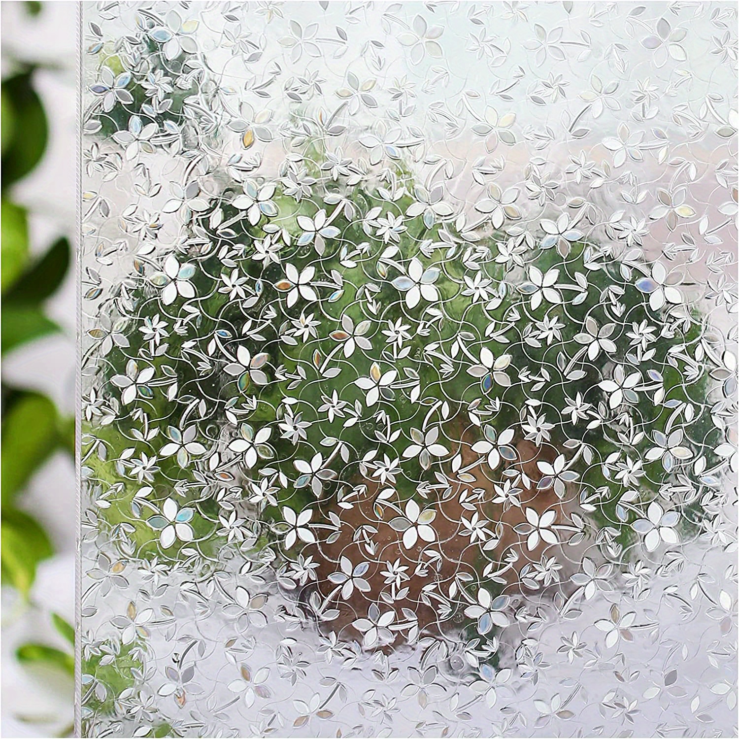 1pc classic floral pattern frosted pvc window film 9mil thick static cling heat   blocking non     privacy glass cover for home bathroom doors details 0